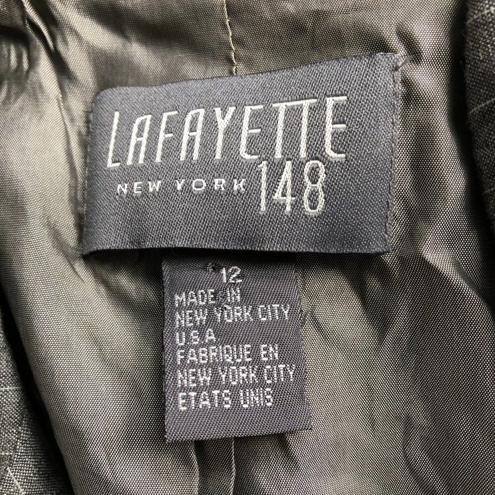 Vintage Gray Lafayette 148 Linen Blend Pinstripe Double-Breasted Blazer Size 12 - Picture 6 of 8